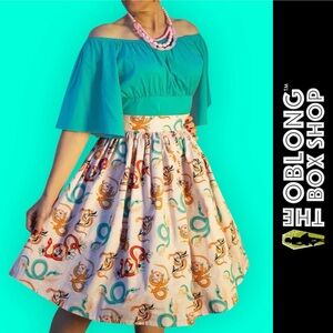 The Oblong Box Shop Slithering Snakes Gathered Skirt, Size 3X, MSRP $99